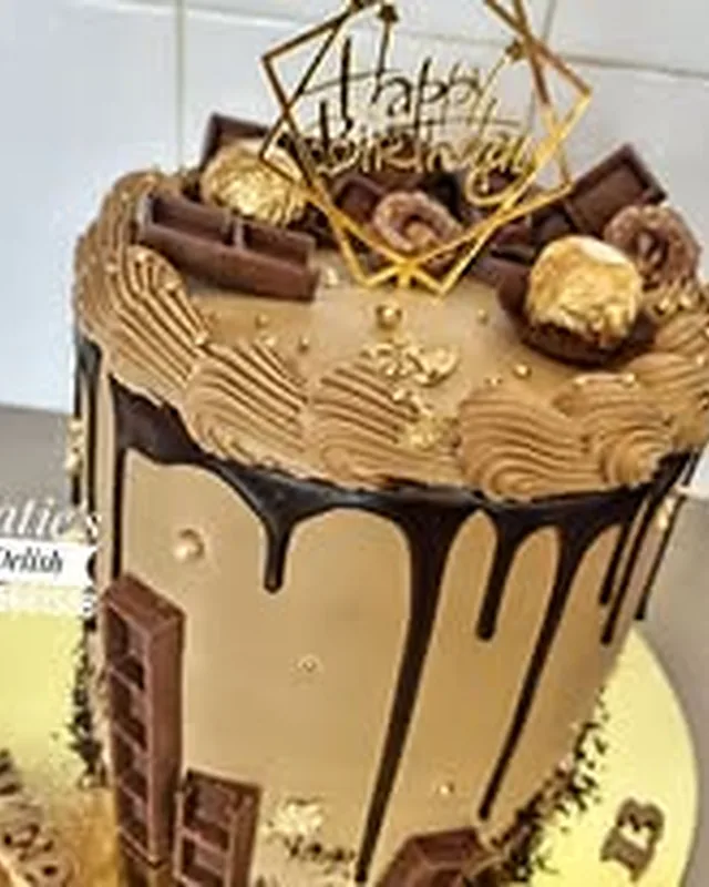 Chocolate gold drip celebration cake